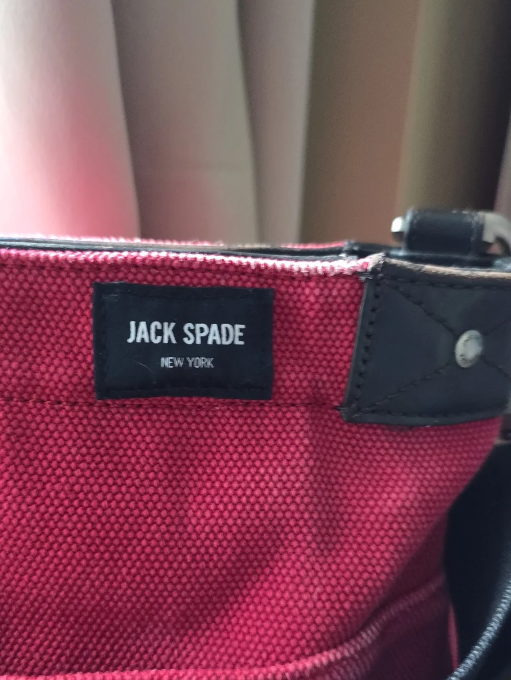 Jack Spade Red Canvas Briefcase Tote with Leather Handles